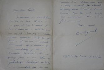Lettre de Gabriel Signoret remerciant Léon Gard pour le portrait que ce dernier vient de faire de son épouse. (vers 1917)